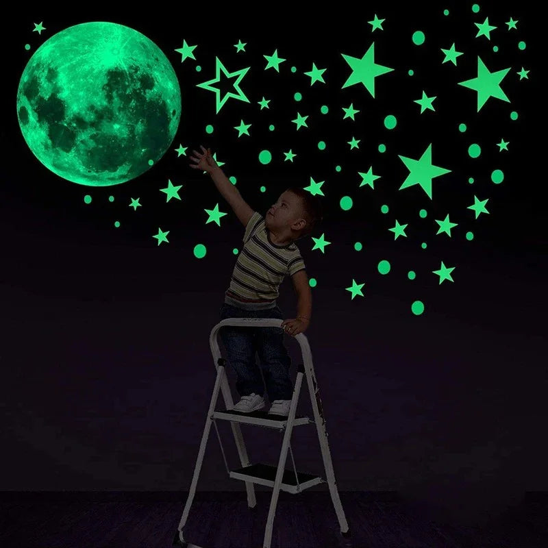 Adesivo criativo estampado com lua e estrelas para decoração
