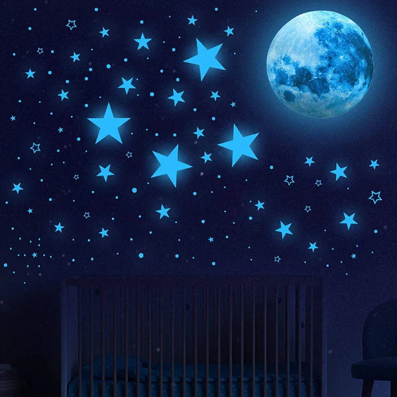 Adesivo criativo estampado com lua e estrelas para decoração