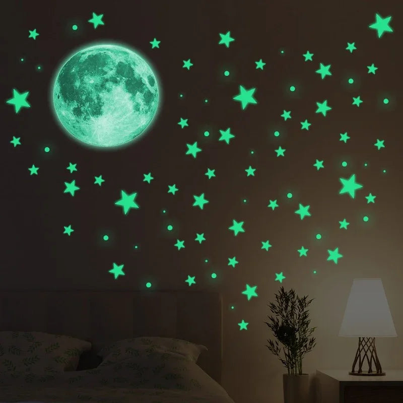Adesivo criativo estampado com lua e estrelas para decoração