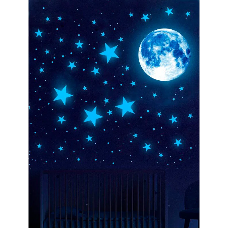 Adesivo criativo estampado com lua e estrelas para decoração